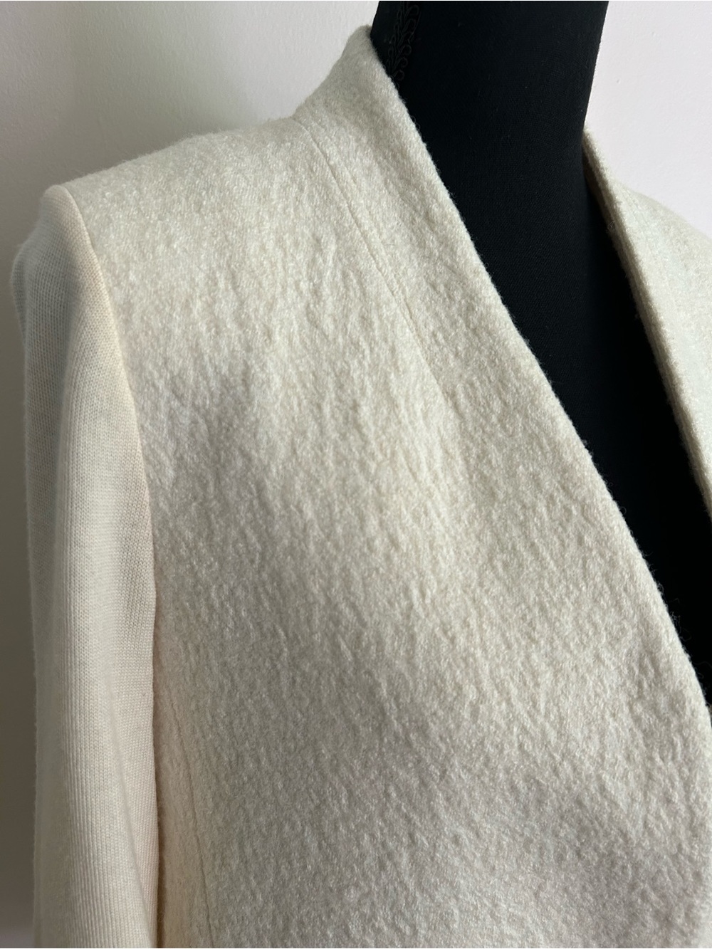 Vintage cream boucle textured sweater coat blazer